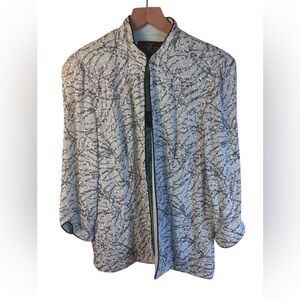 Alex Evenings Mint Green Glitter Print Patterned Twinset 3/4 Sleeves Size Large